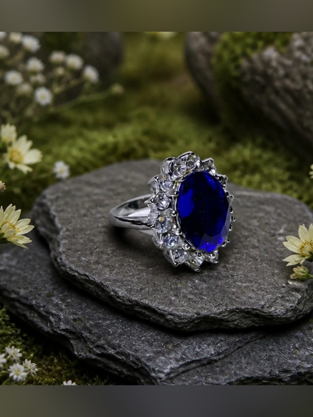 Princess Diana Kate Middleton Blue Ring Size 5